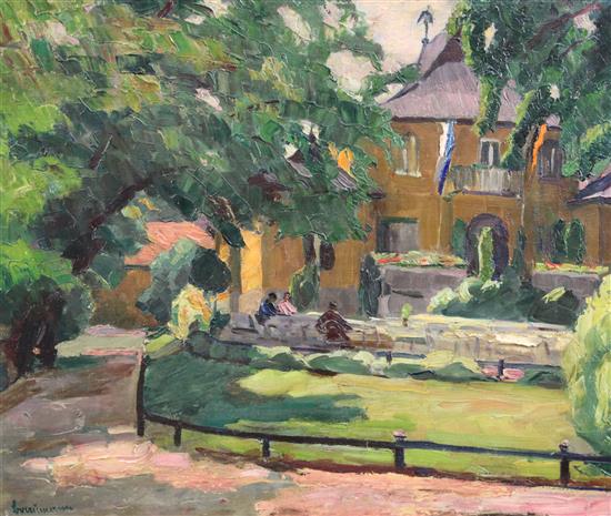 German School Garden Restaurant, Munich, 18 x 21.5in., unframed German School Garden Restaurant, Munich, 18 x 21.5in., unframed