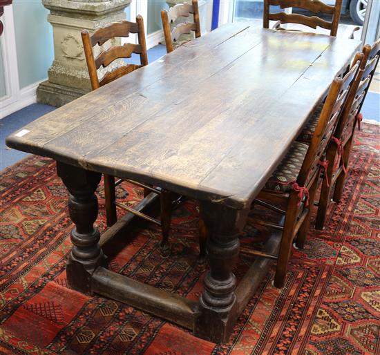 A 17th century oak refectory table W.199cm A 17th century oak refectory table W.199cm