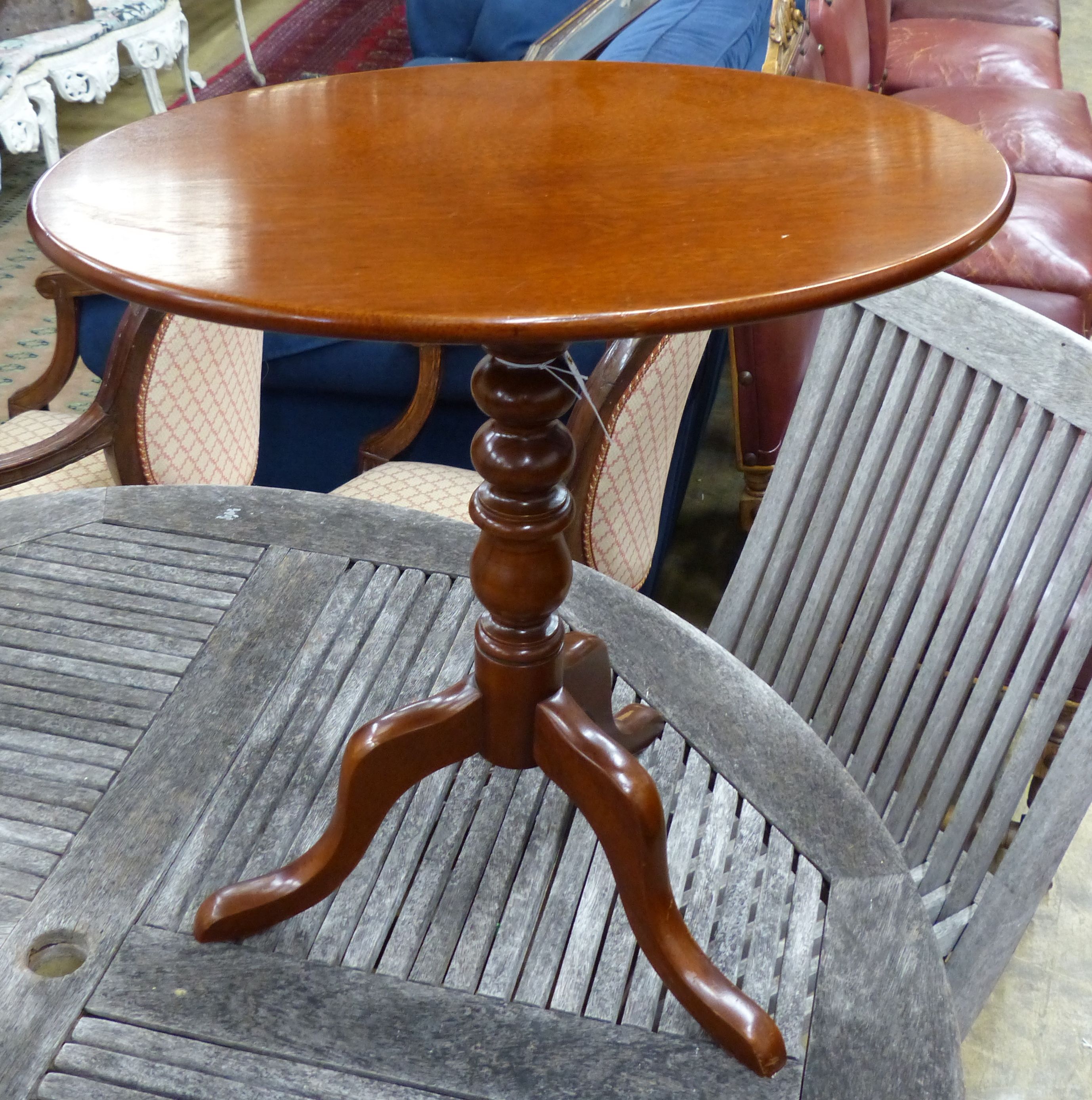 A 19th century style mahogany tilt top occasional table, 55cm