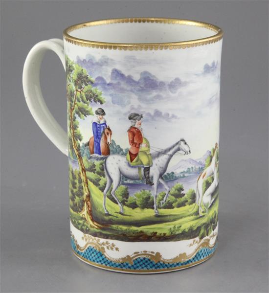 A rare Worcester tankard or mug, c.1780, 16cm high A rare Worcester tankard or mug, c.1780, 16cm high