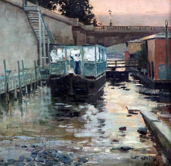 William Page Atkinson Wells (1872-1923) Houseboats on the Seine 12.5 x 13in. William Page Atkinson Wells (1872-1923) Houseboats on the Seine 12.5 x 13in.