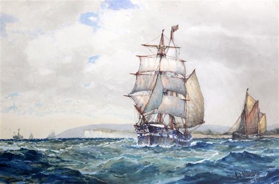 Frederick James Aldridge (1850-1933) Off the Isle of Wight 14 x 21in. Frederick James Aldridge (1850-1933) Off the Isle of Wight 14 x 21in.