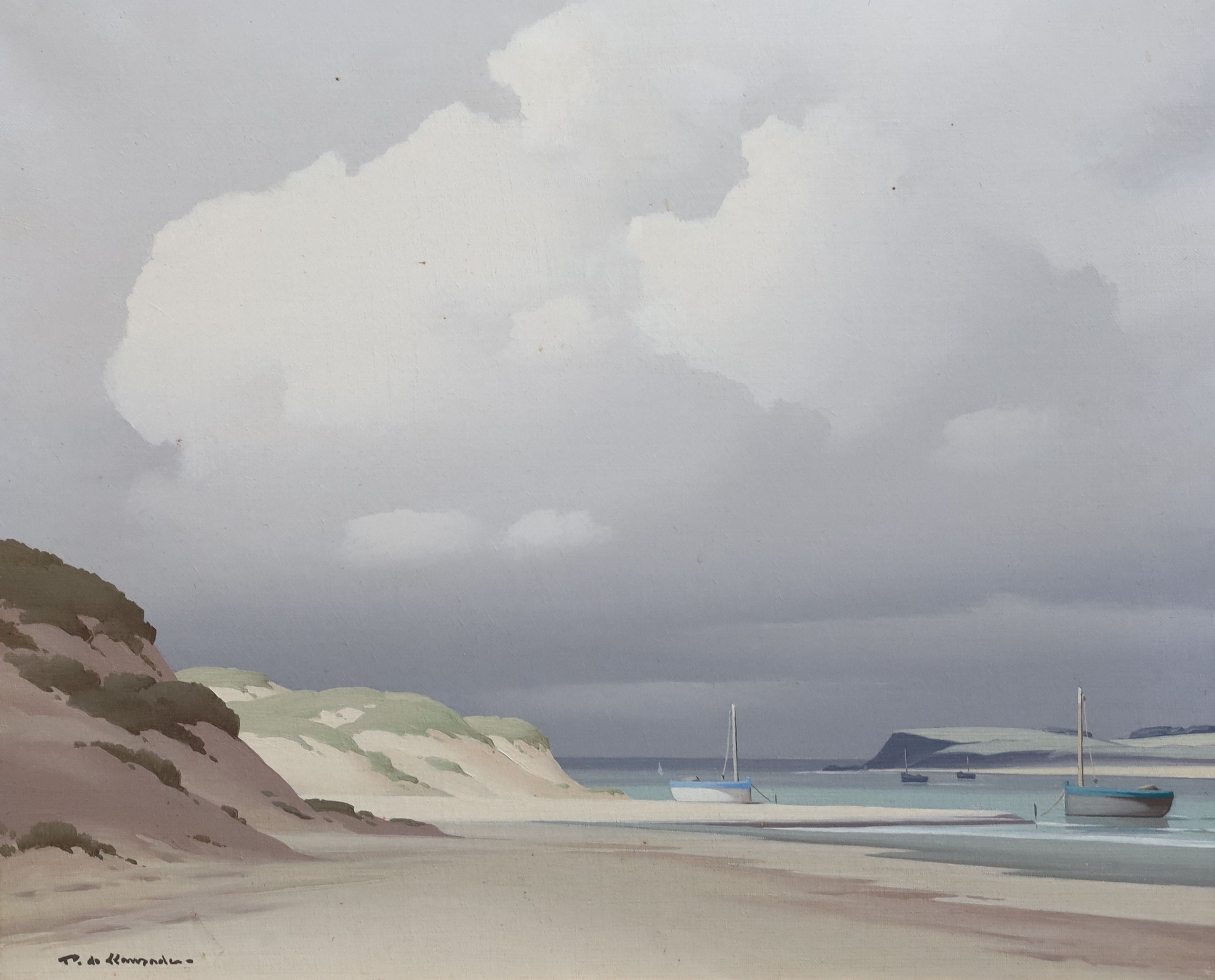 Pierre de Clausade (French, 1910-1976), 'Greve en Bretagne', oil on canvas, 37 x 45cm