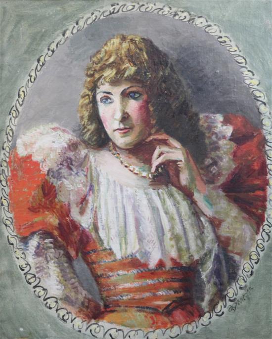§ Duncan Grant (1885-1978) Portrait of the actress Marie Lloyd 28 x 23in. § Duncan Grant (1885-1978) Portrait of the actress Marie Lloyd 28 x 23in.