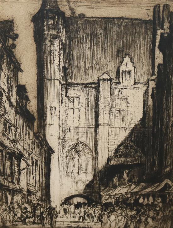 Sir Frank Brangwyn (1864-1956) La Boucherie, Antwerp, 16.5 x 12.5in. Sir Frank Brangwyn (1864-1956) La Boucherie, Antwerp, 16.5 x 12.5in.