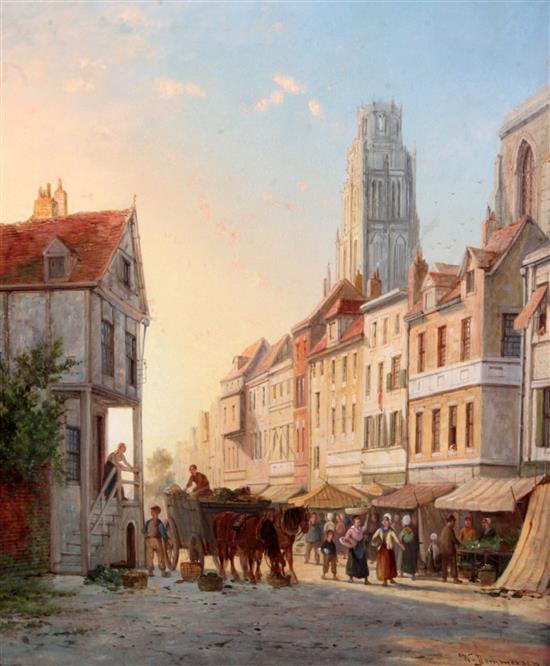 William Raymond Dommersen (1850-1927) Rue St Jean, Rouen 24 x 20in. William Raymond Dommersen (1850-1927) Rue St Jean, Rouen 24 x 20in.