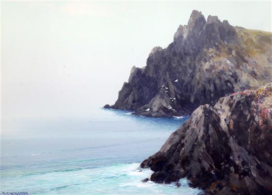 Frederick J. Widgery (1861-1942) Sea cliffs, 9.5 x 13.5in. Frederick J. Widgery (1861-1942) Sea cliffs, 9.5 x 13.5in.