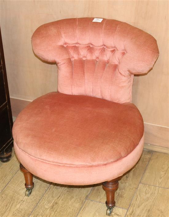A Victorian pink button back nursing chair Sale 030417 - Lot 608