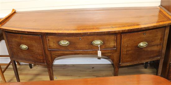 A George III mahogany bow-fronted sideboard fitted three drawers W.188cm A George III mahogany bow-fronted sideboard fitted three drawers W.188cm