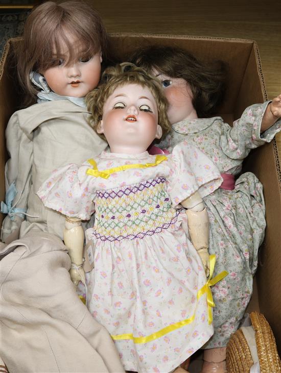 Three Armand Marseille bisque head dolls,