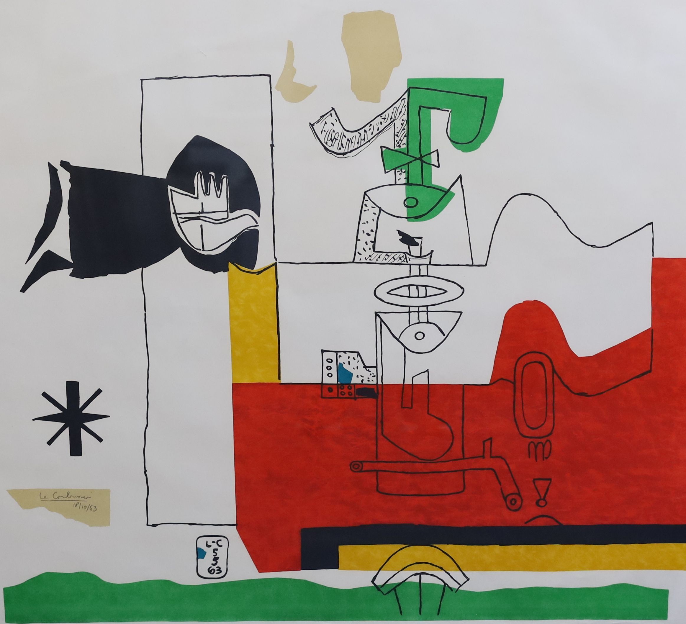 Jean Francois Le Corbusier (1887-1965), Totem 1963, colour lithograph, 73 x 80.5cm