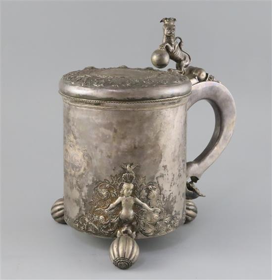 A large late 18th century Norwegian silver peg tankard, 56.5 oz.