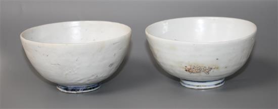 Two Chinese Ming blue and white bowls, Zhangzhou kilns, D. 11cm