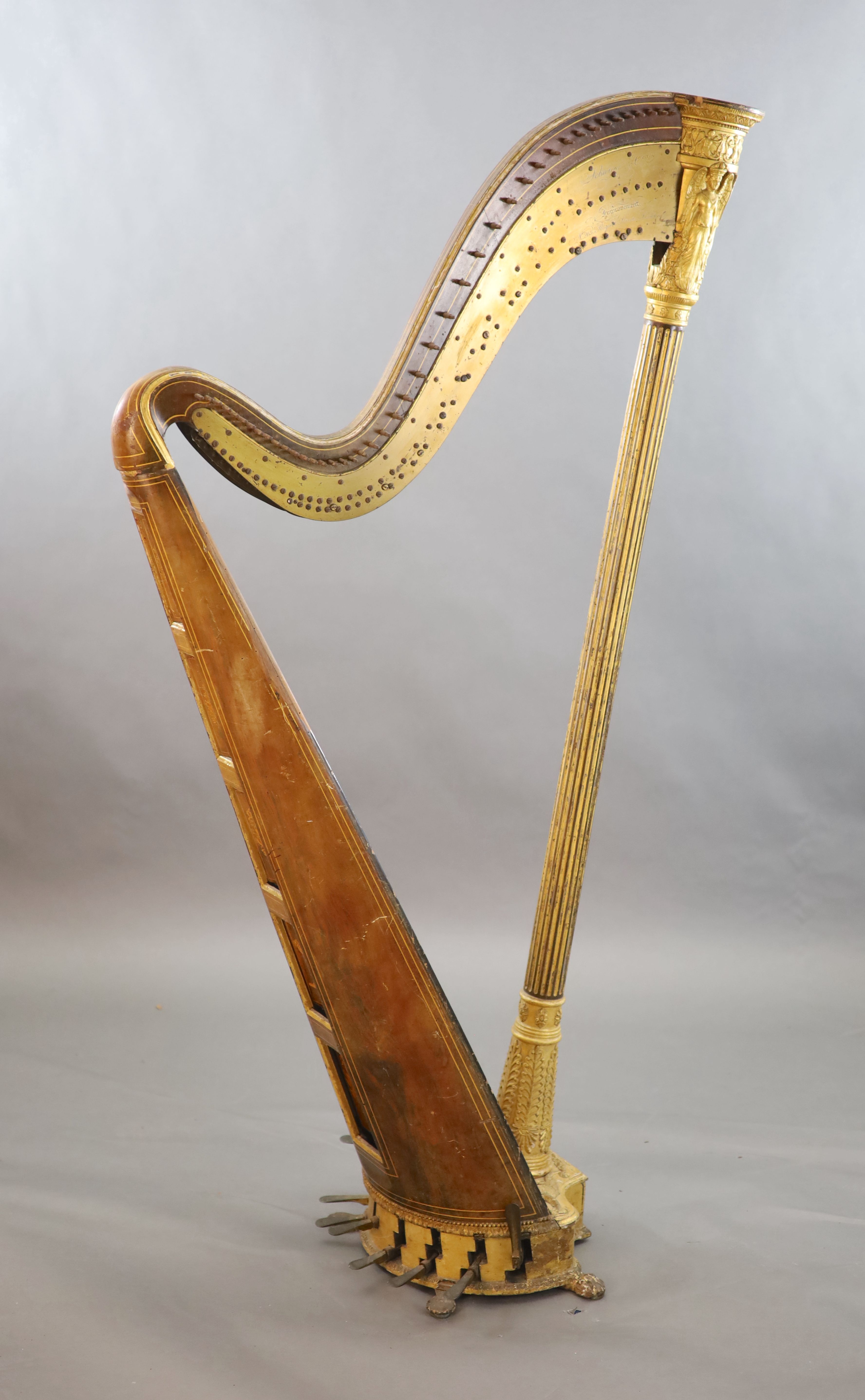 A Mid 19th Century J Schwieso Giltwood Satinwood And Rosewood Concert Harp W 2ft 9in H 5ft 7in Sale Lmar21 Lot 339 Gorringe S