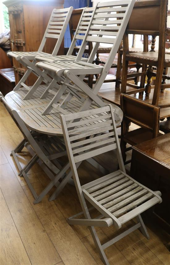 A garden table and six chairs, W.150cm Sale 210817 - Lot 777 - - Gorringe's