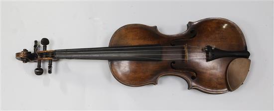 A German violin, follower of Johann Gottfried Hamm, late 19th century length of back 35.5cm (14in.), cased A German violin, follower of Johann Gottfried Hamm, late 19th century length of back 35.5cm (14in.), cased