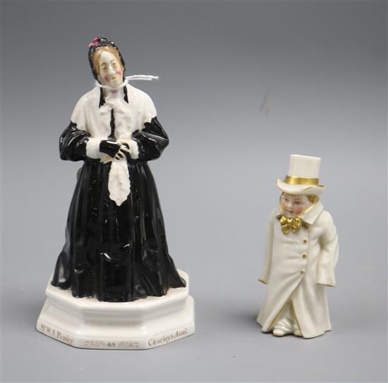 A Doulton figure Charleys Aunt and a Worcester candle extinguisher A Doulton figure Charleys Aunt and a Worcester candle extinguisher
