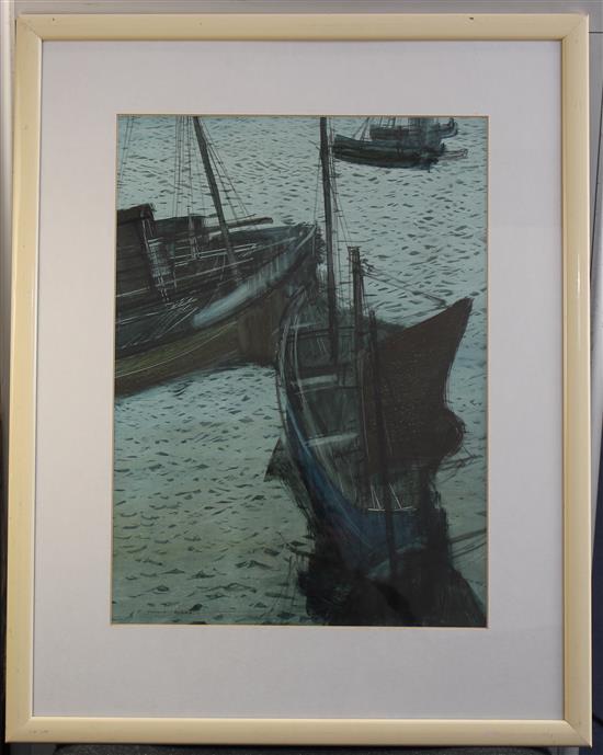 Frederick Donald Blake (1908-1997) Fishing boats in harbour, 18.5 x 13.5in. Frederick Donald Blake (1908-1997) Fishing boats in harbour, 18.5 x 13.5in.