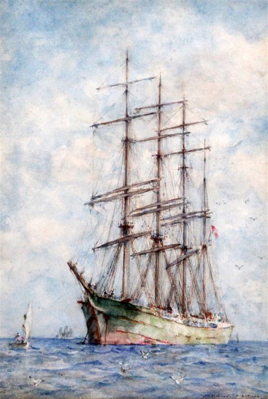 Henry Scott Tuke (1858-1929) Alorisa, three master at sea, 13.75 x 9.75in. Henry Scott Tuke (1858-1929) Alorisa, three master at sea, 13.75 x 9.75in.