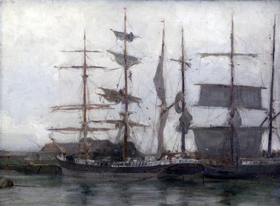 Henry Scott Tuke (1858-1929) Shipping in harbour 16 x 21.5in.