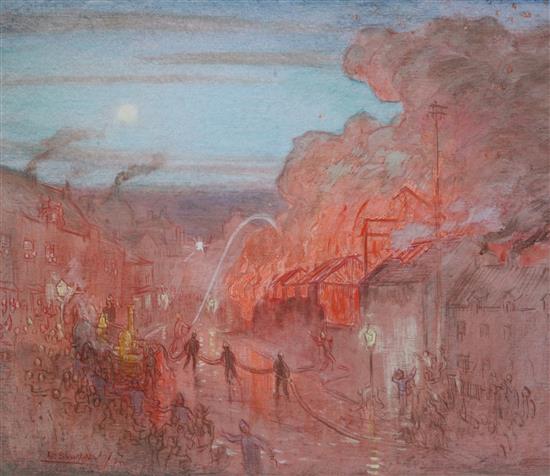 William Shackleton (1872-1933) Including Fire at Night, Woodmen and Fountain at Malham, Largest 21 x 17.5in. William Shackleton (1872-1933) Including Fire at Night, Woodmen and Fountain at Malham, Largest 21 x 17.5in.