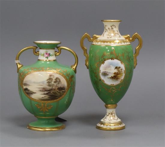 A Coalport vase and a Minton vase tallest 15.5cm