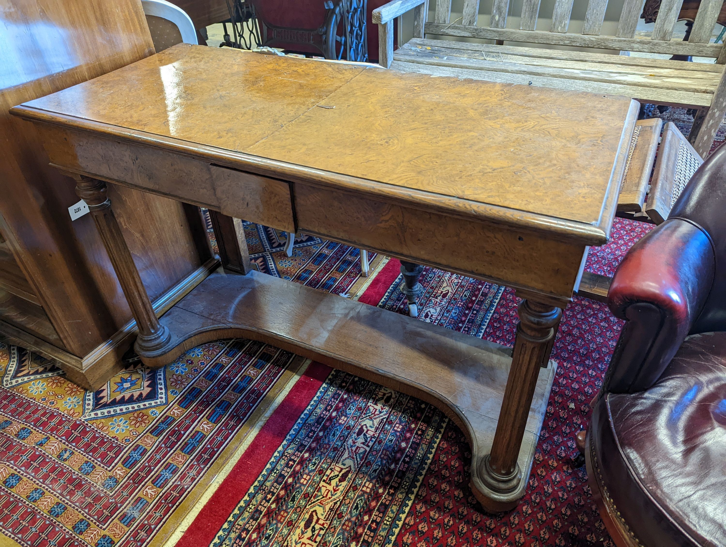 A 19th century pollarded oak console table, width 122cm, depth 53cm, height 85cm