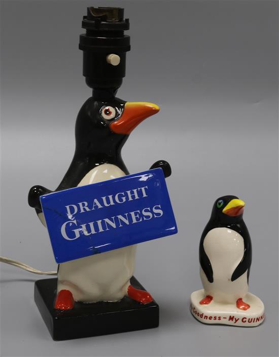 A Carlton ware Guinness advertising penguin lamp base and a similar figure lamp height 24cm A Carlton ware Guinness advertising penguin lamp base and a similar figure lamp height 24cm