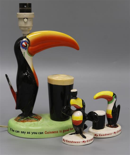 A Carlton ware Guinness advertising toucan lamp base and two similar figures lamp height 29cm A Carlton ware Guinness advertising toucan lamp base and two similar figures lamp height 29cm