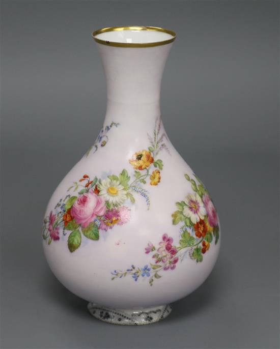 A Sevres decorated egg shell vase, dated 1854 A Sevres decorated egg shell vase, dated 1854