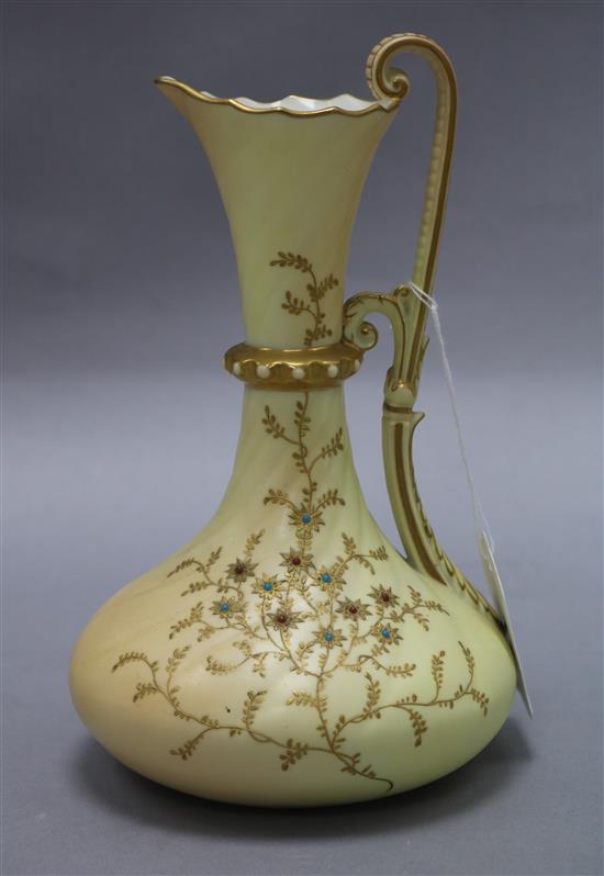 A Grainger & Co Worcester blush ground jug height 21cm A Grainger & Co Worcester blush ground jug height 21cm