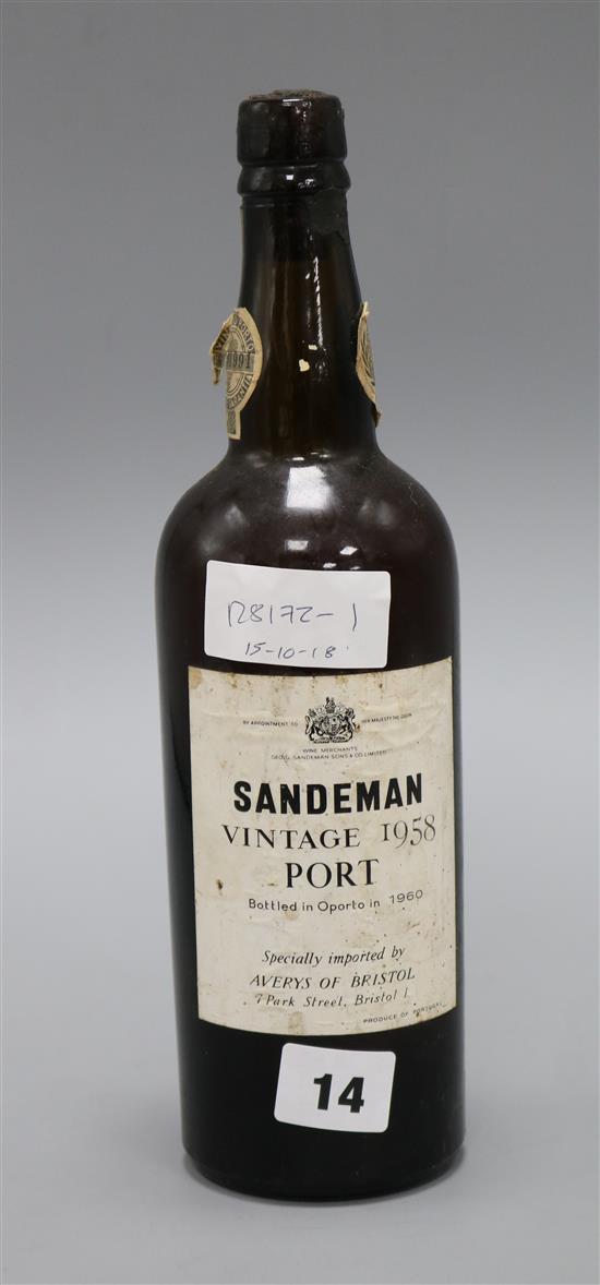 One bottle of Sandemann 1958 Vintage Port