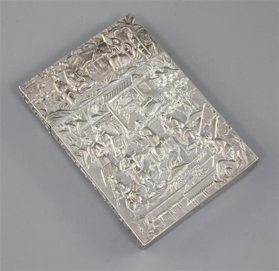 A Chinese export silver card case, 19th century, 10.5cm, small split A Chinese export silver card case, 19th century, 10.5cm, small split
