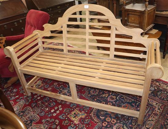 A teak garden bench W.166cm Sale 150719 - Lot 878 - - Gorringe's