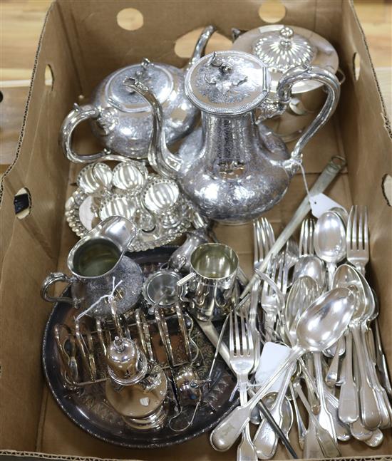 A part service of plated fiddle and thread pattern flatware and a quantity of plated items A part service of plated fiddle and thread pattern flatware and a quantity of plated items