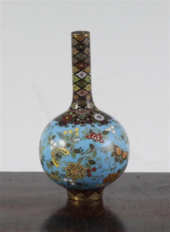 Namikawa Yasuyuki A Small Japanese Cloisonne Enamel Bottle Vase