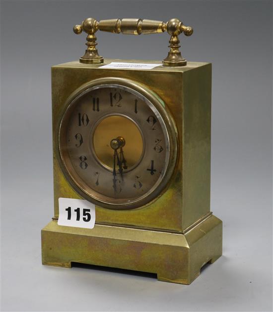 A brass carriage timepiece height 18.5cm