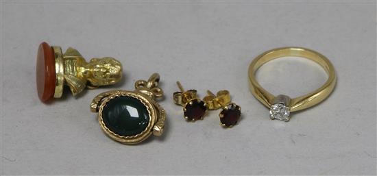 A group of gold mounted jewellery, A group of gold mounted jewellery,