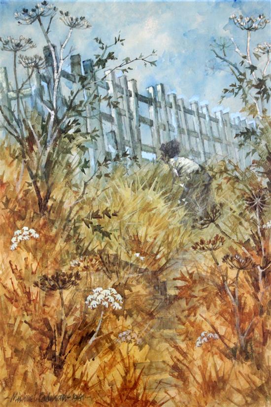 Michael Cadman (b.1920) Coastal path in high summer, 18.5 x 13.5in. Michael Cadman (b.1920) Coastal path in high summer, 18.5 x 13.5in.