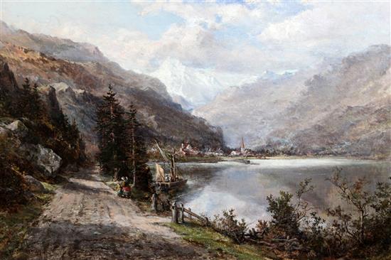 Robert Hudson (1852-1884) Lake Lucerne 20 x 30in. Robert Hudson (1852-1884) Lake Lucerne 20 x 30in.