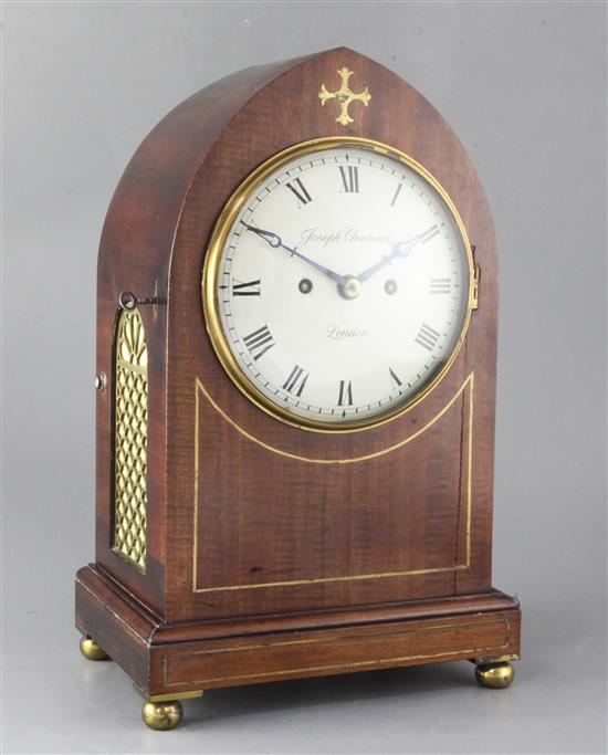 A Regency mahogany lancet cased bracket clock, Joseph Chadwick, London, 15.25in.