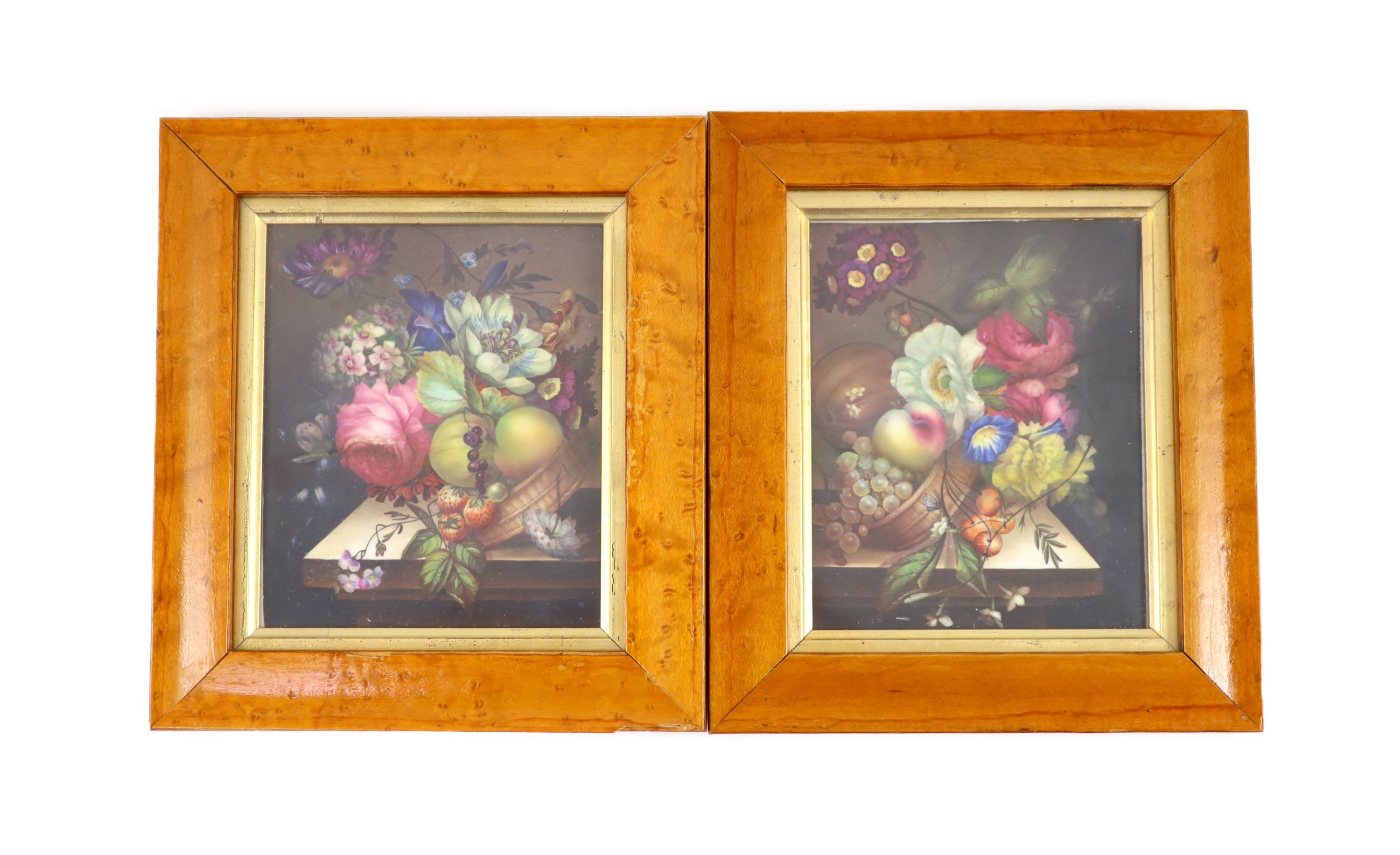 A pair of Derby porcelain plaques, attributed to Thomas Steele, c.1815, 17cm x 14cm