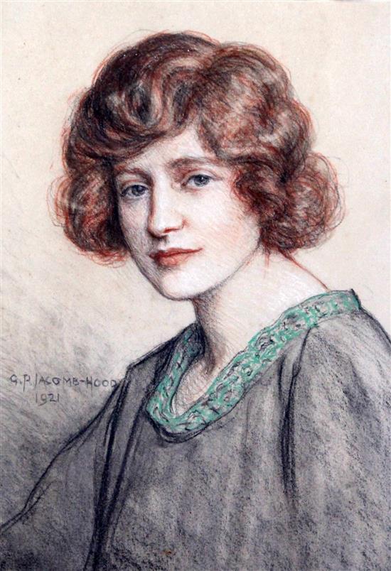 George Percy R.E. Jacomb-Hood (1857-1937) Portrait of a girl, 15 x 11in. George Percy R.E. Jacomb-Hood (1857-1937) Portrait of a girl, 15 x 11in.