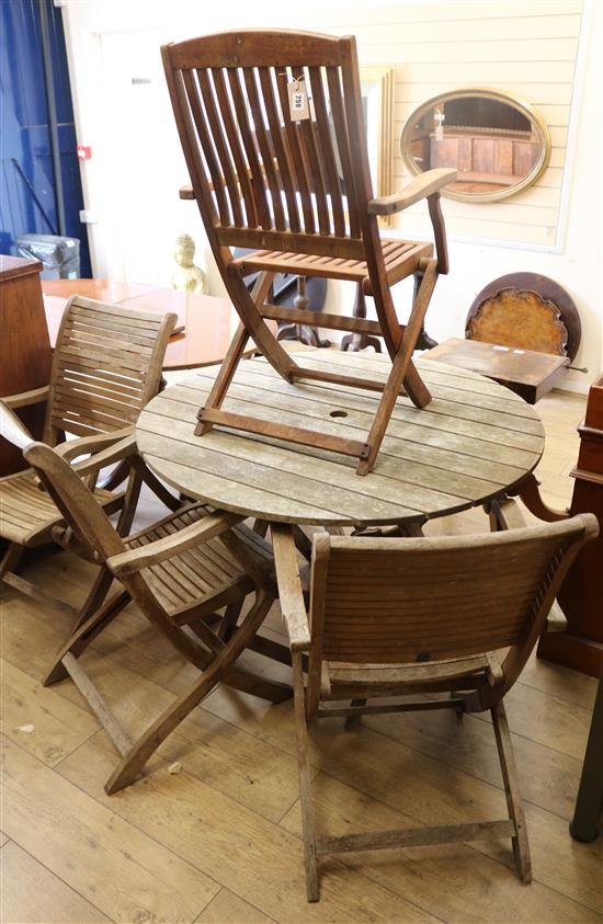 A teak garden table and 4 chairs W.109cm Sale 040319 - Lot 759