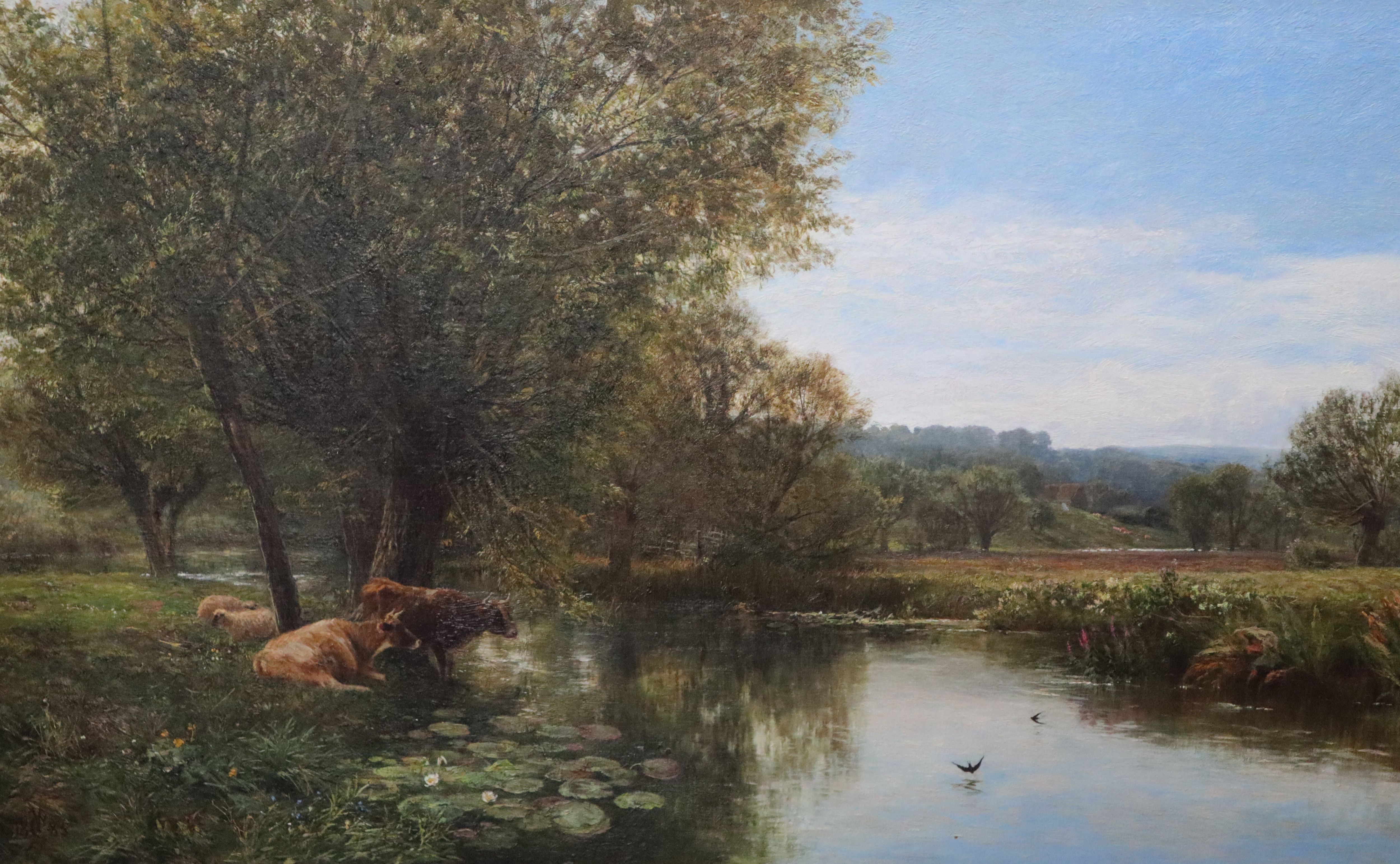 George Vicat Cole (1833-1893) On the Thames at Streatley 32 x 51.5in. George Vicat Cole (1833-1893) On the Thames at Streatley 32 x 51.5in.