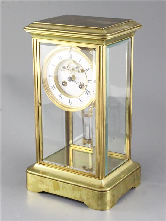 An early 20th century French four glass mantel clock, height 13.5in ...
