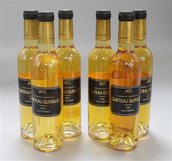 Six half bottles of Chateau Guiraud, Sauternes, 2005 Six half bottles of Chateau Guiraud, Sauternes, 2005