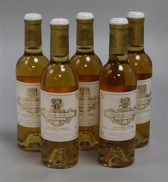 Five half bottles of Chateau Coutet, Sauternes-Barsac, 2005 Five half bottles of Chateau Coutet, Sauternes-Barsac, 2005