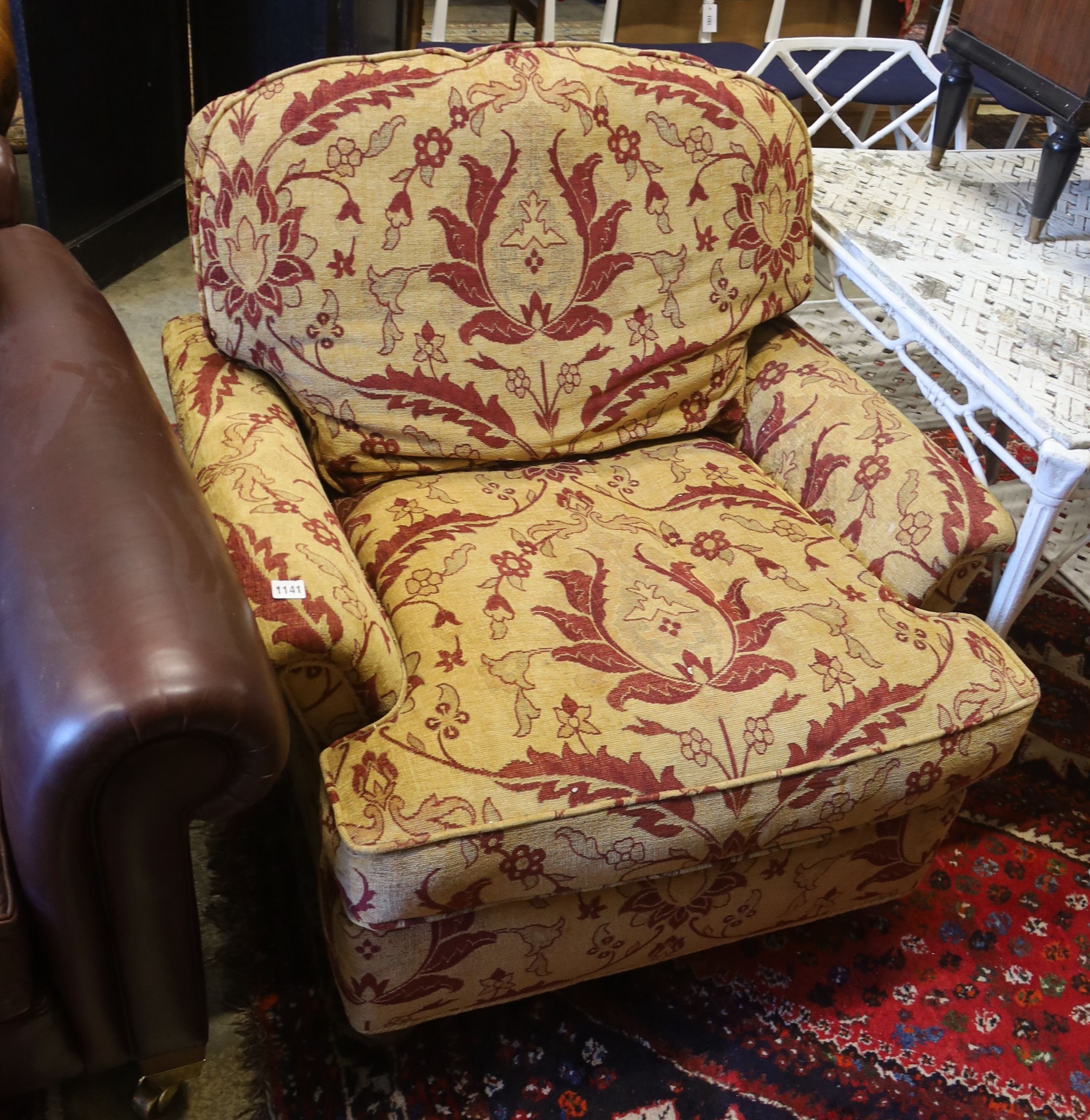 A Duresta upholstered armchair, width 90cm, depth 94cm, height 82cm