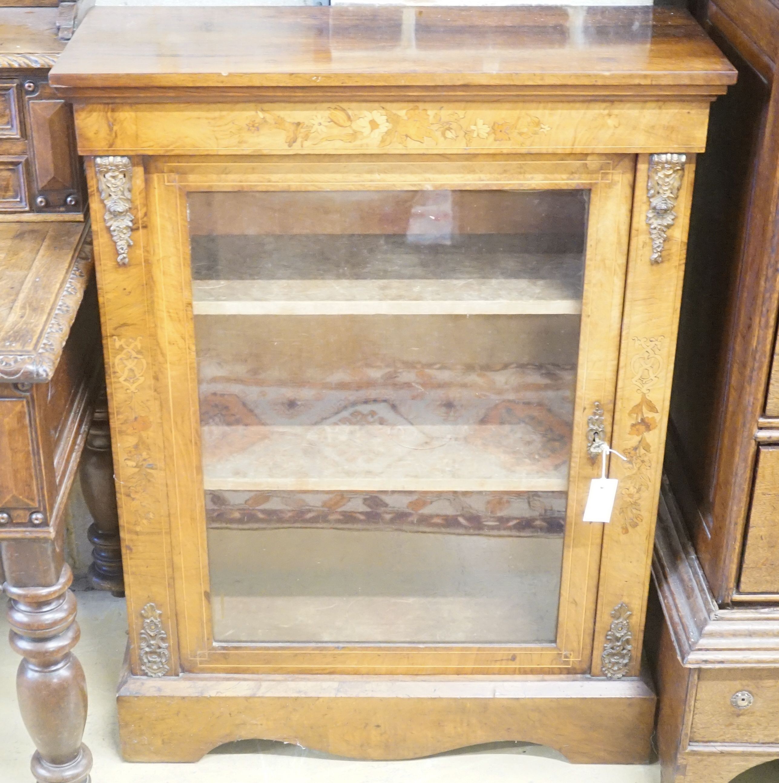 A Victorian inlaid walnut pier cabinet, width 80cm depth 33cm height 106cm